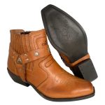 Botina Bico Fino Masculina Para Montaria De Couro