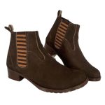 Coturno Feminino Casual Couro Estilo Chelsea Salto Confortável